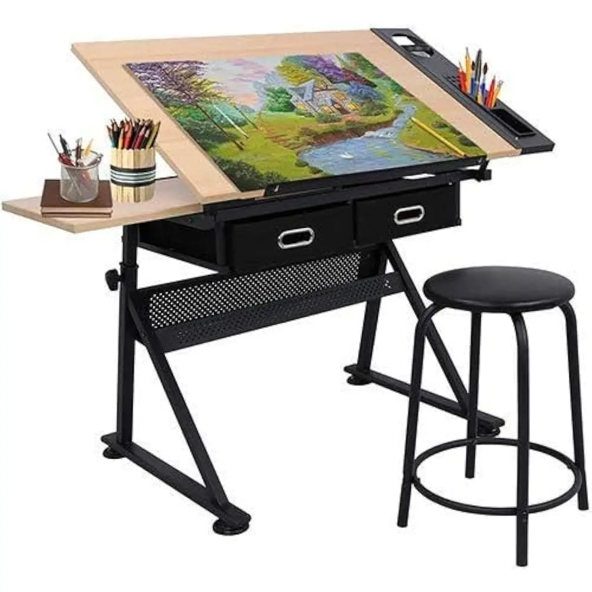 طاولة رسم قابلة للتعديل مع سطح - مراجعة Wood Woodworking وسعره